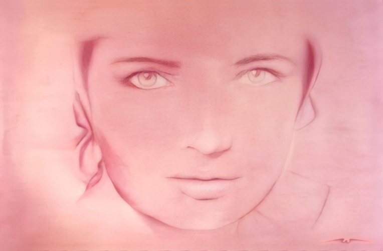"Cosmogonía facial (rostro en rosa)", óleo sobre lienzo, 1989.